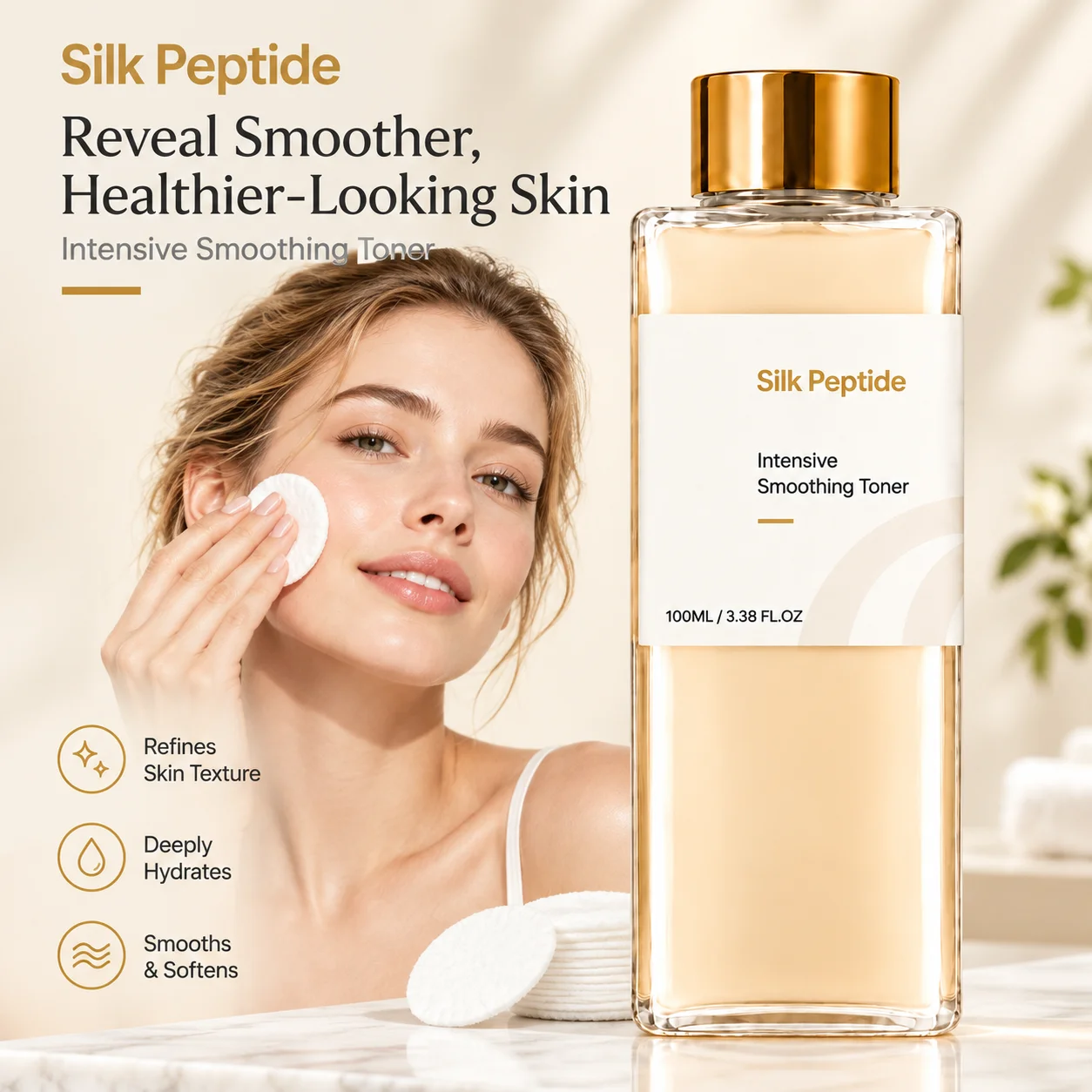 Silk Peptide Intensive Smoothing Toner Soothe Sensitive Skin Deep Hydrating Revitalize Skins Korean Glass Skincare Face Toner