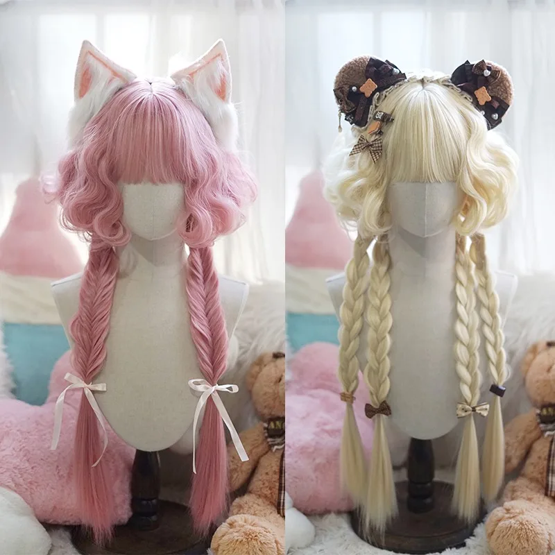 Sintético 5 cores cabeça de água-viva lolita peruca de cabelo encaracolado mulher peruca cosplay natural resistente ao calor longo cabelo encaracolado