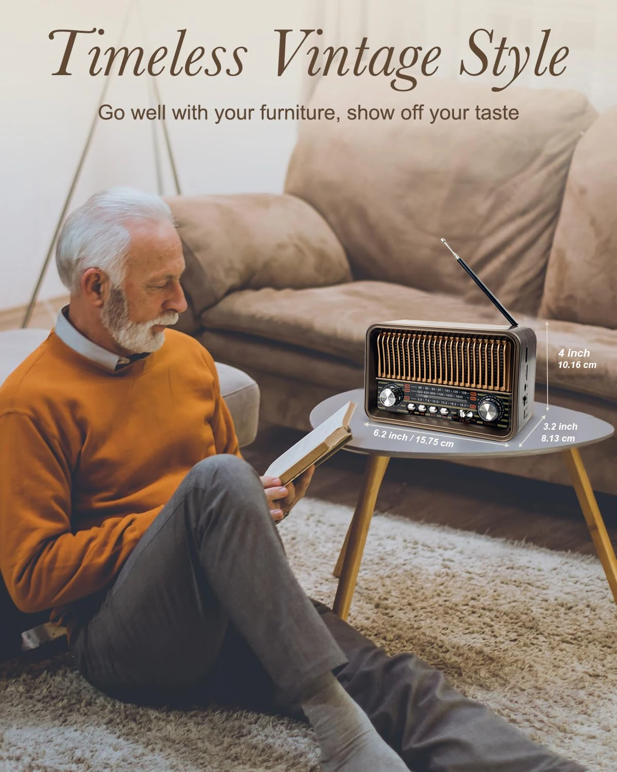 ﻿   الكلاسيكية الرجعية كامل النطاق راديو المحمولة FM AM SW أجهزة الراديو استقبال مصباح ليد جيب سمّاعات بلوتوث مكبرات الصوت TF USB مشغل موسيقى
