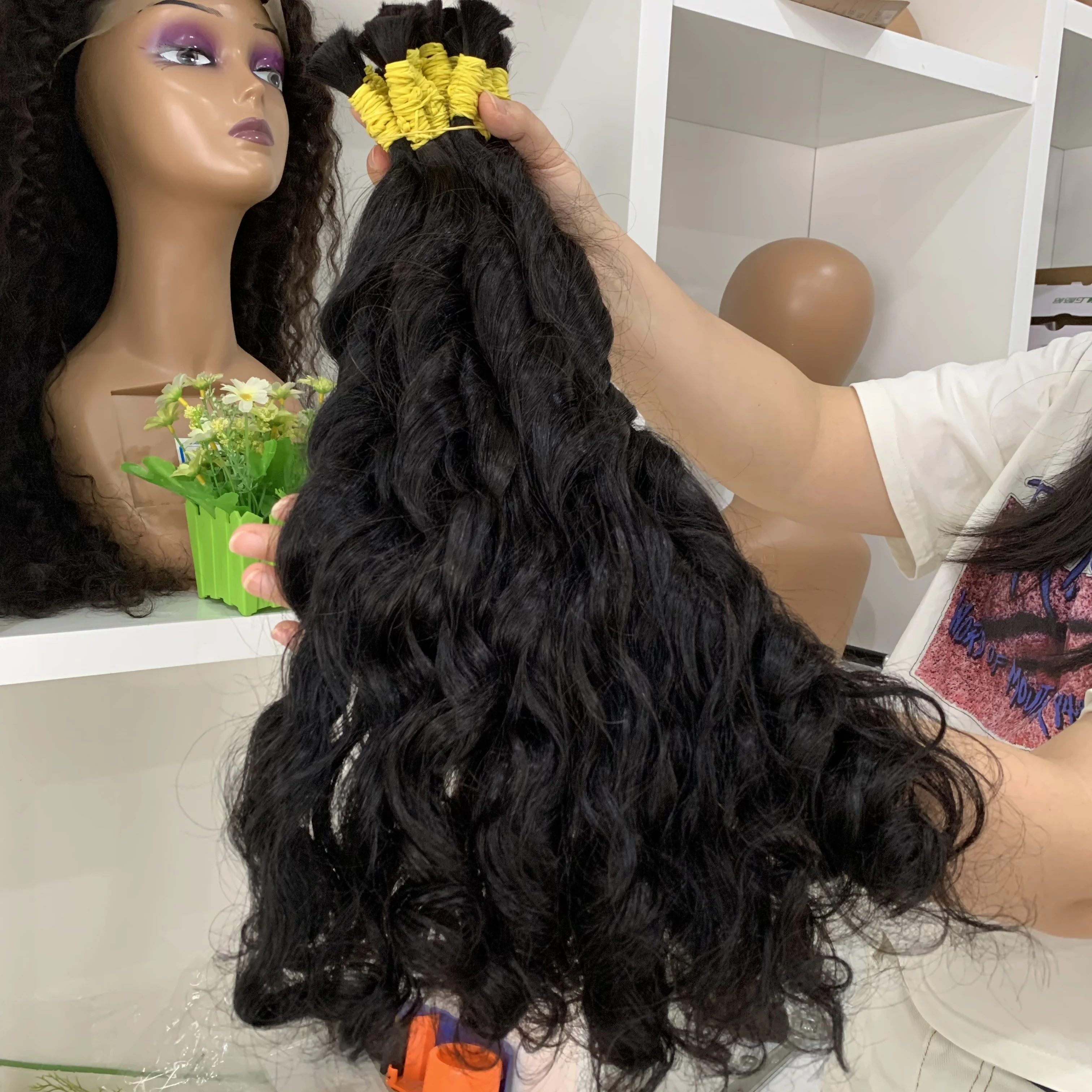 Trança de cabelo humano onda do corpo em massa cabelo humano natural virgem sem trama feixes de cabelo humano micro cabelo de trança humano para trança boho