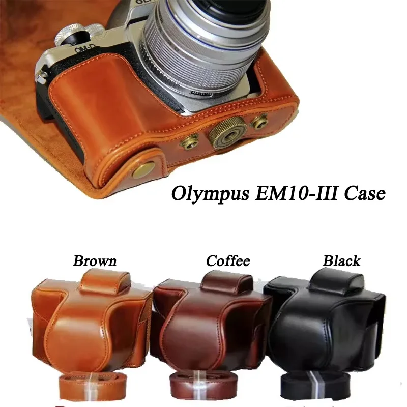 New Pu Leather Camera Case Bag Đối Với Olympus EM10 Mark II EM10 III EM10 II EM10 Mark III Máy Ảnh Bag Bìa Với dây đeo