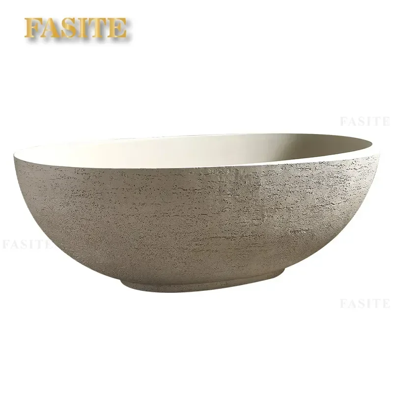 For Hotel Villa  Art Integrated Detached Double Adult Bathroom Bathtub Natural  Granular Texture Luxury