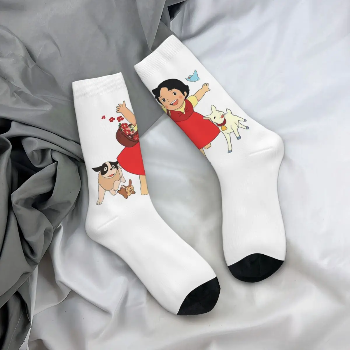 Fashion Amine Cute Girl Football Socks Alps No Shoujo Heidi Polyester Long Socks for Unisex Non-slip