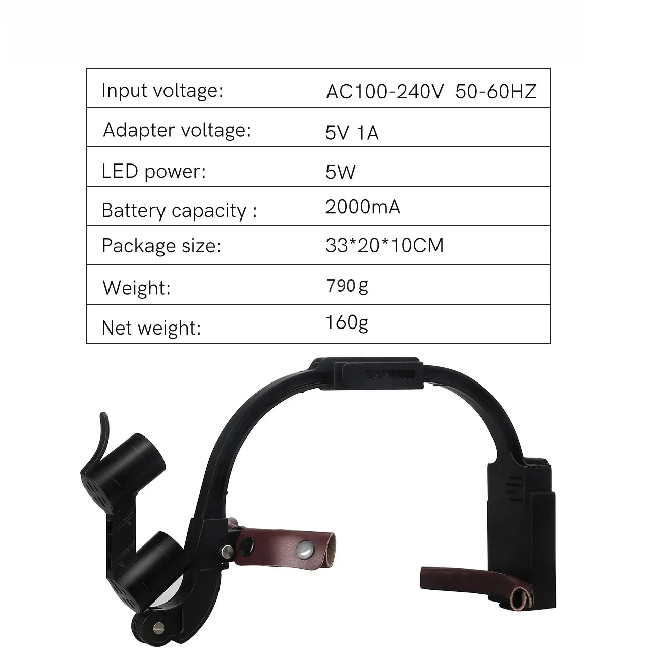 Dental LED Head Light Loupes; 5W Headlight with 2.5X 3.5X Magnification for Surgery; Binocular Loupes with 2 Filters