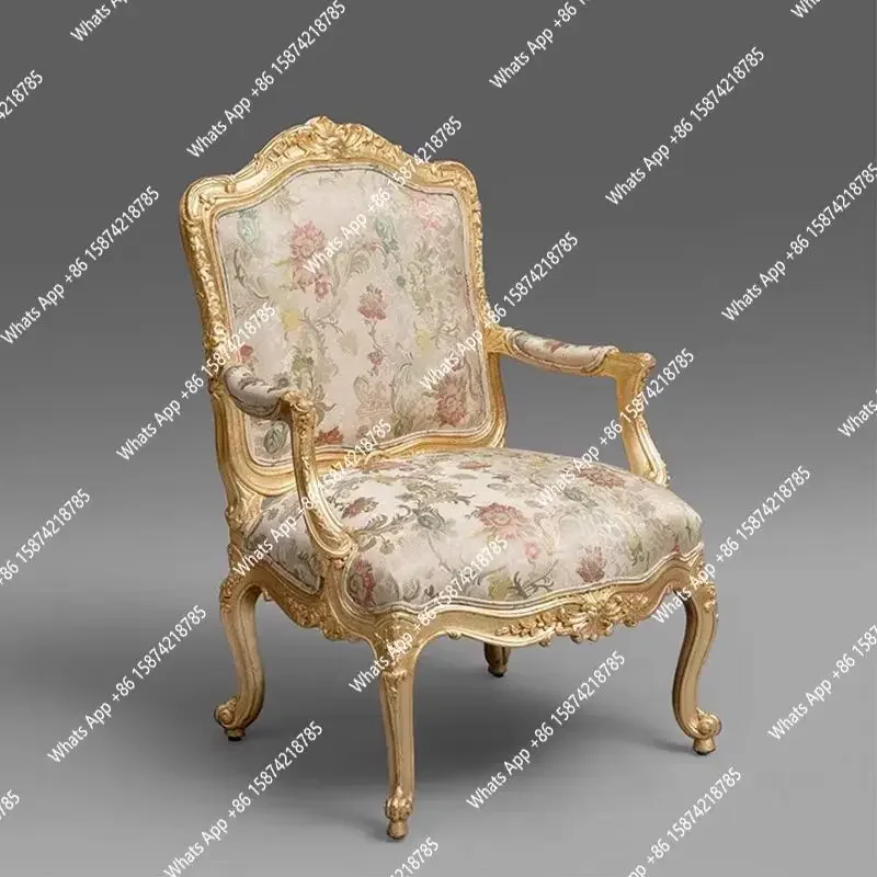 

YX французский роскошный старый золотой диван из цельного дерева американский ретро резной тигровый стул для гостиной одиночный стул кофейный стул