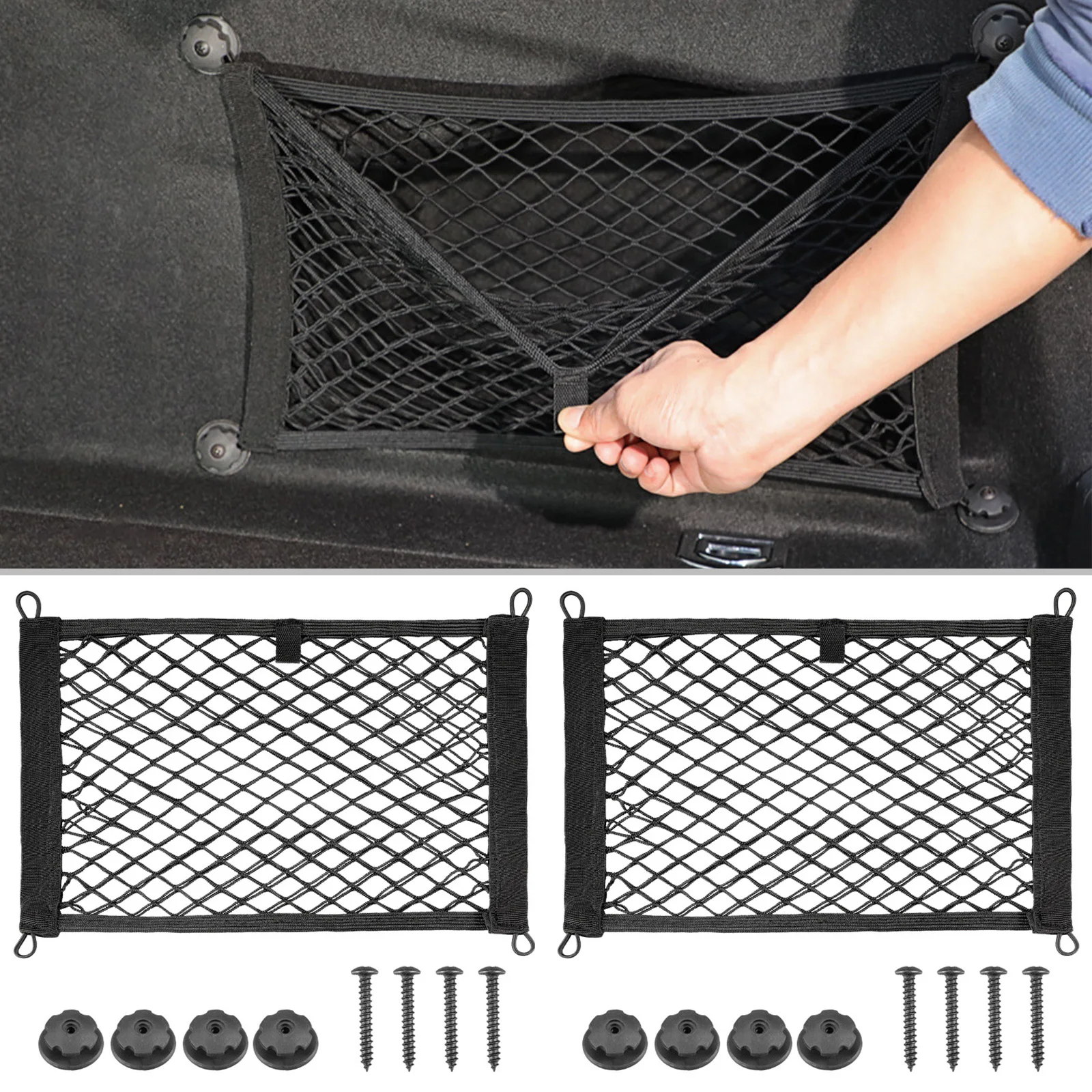 Nylon Car Rear Cargo Net Trunk Storage Organizer Net With Hook For VOLVO XC40 XC60 XC70 XC904 EX30 EX40 EX60 EX90 EC40 Cross Cou