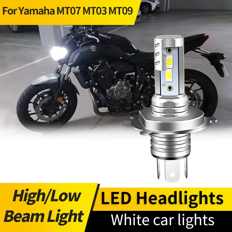 1PC H4 H1S 9003 LED Motorcycle Headlight Bulb For Yamaha MT07 MT03 MT09  High Low Beam Motorbike Headlamp High Power Spotlight