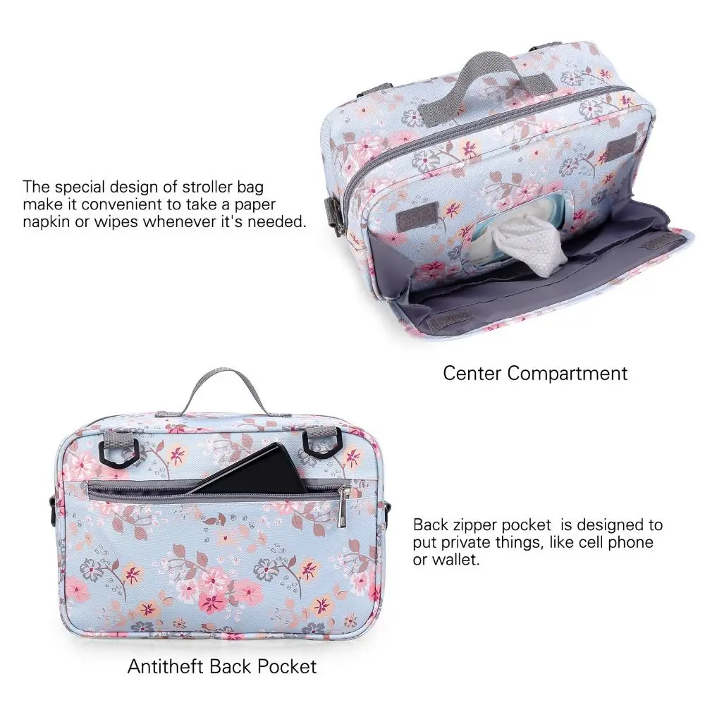 Polyester Stroller Bag Multiple Pockets Large-Capacity Pram Storage Hanging Bag Portable Waterproof Pram Organizer Outdoors