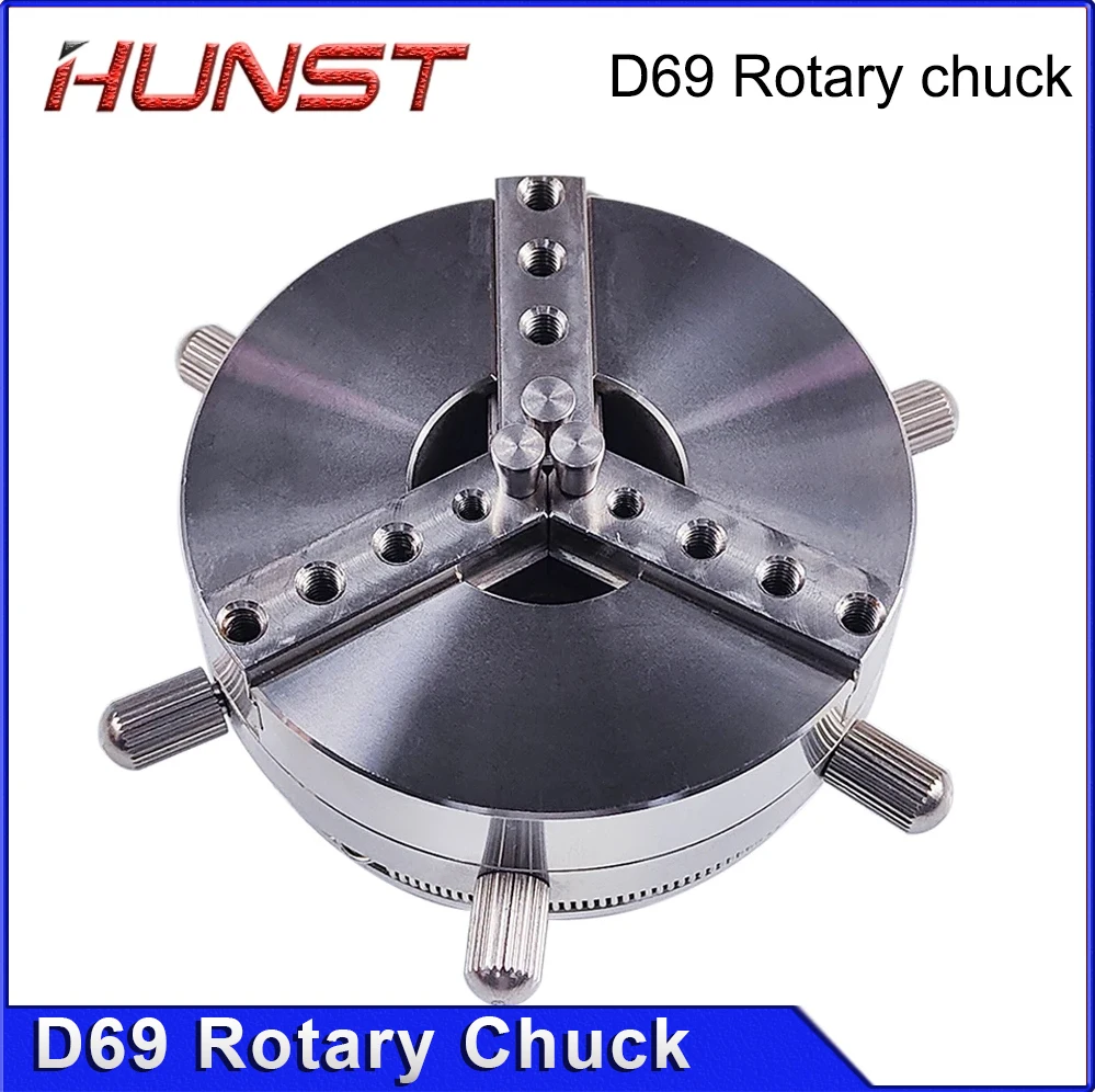 Hunst D69 Auto Lock Rotary Attachment CNC Router Laser Marking Machine Rotary Axis Chuck for Ring Bracelet Jewelry Engraving.