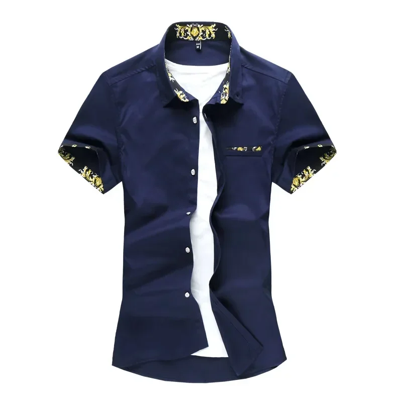 

New Arrival Summer Fashion Men Brand Formal Business Shirts Casual Classic Short Sleeve Shirt Male Blouse Social Tuxedo Shirts