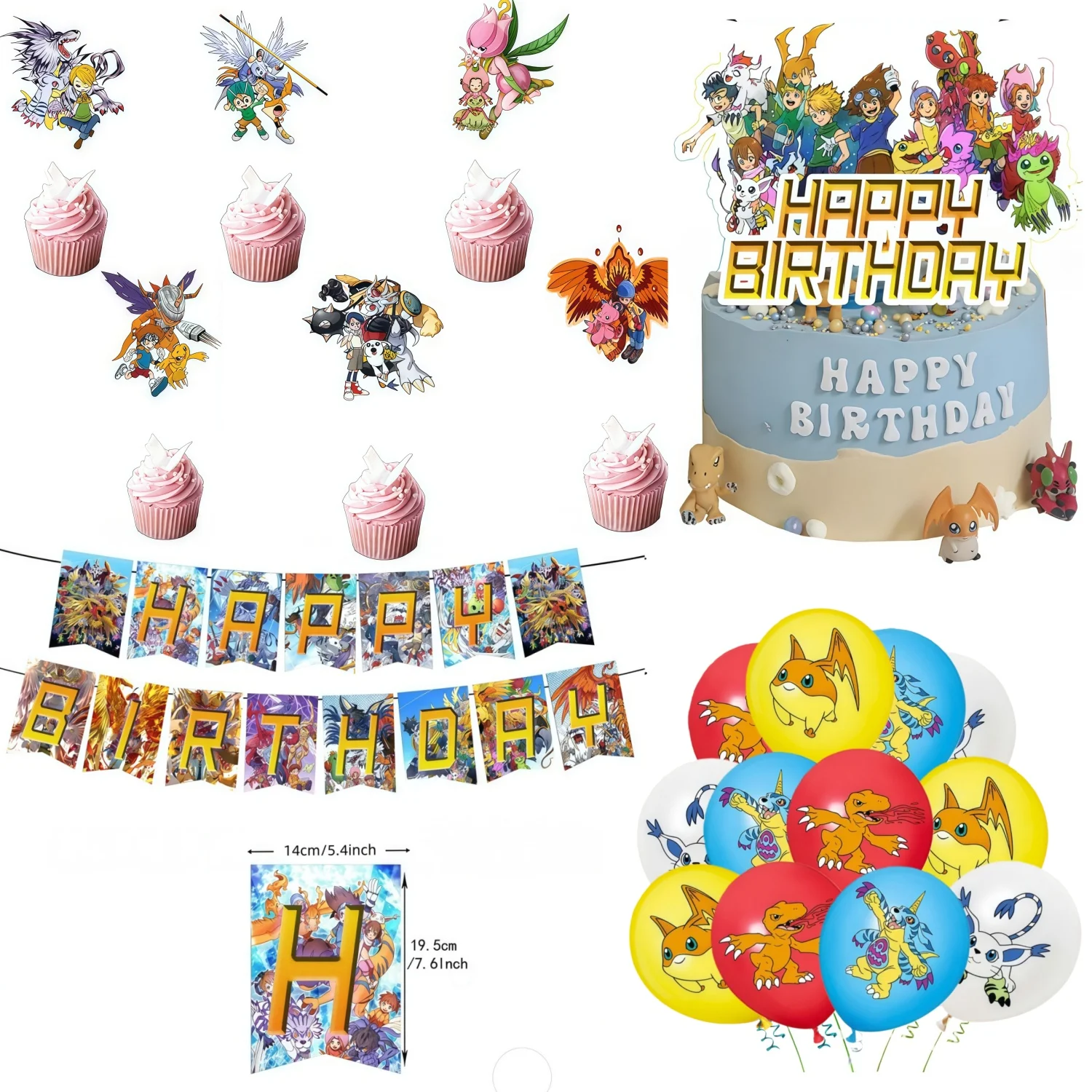 

Digimon Decoration Birthday Digimon Adventure Birthday Balloons Digital Monster Cake Topper Banner Baby Shower Kids Party Favors