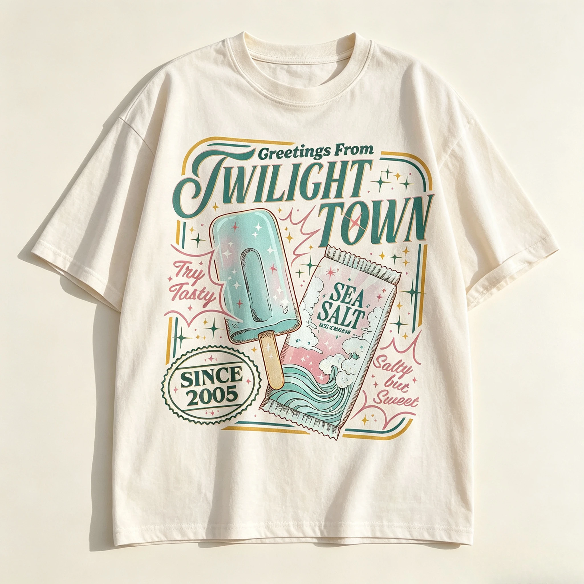 Sea Salt Ice Cream Kingdom Hearts-inspiriertes Grafik-T-Shirt, Unisex Kurzarm-Freizeit-Top für Videospiel-Fans, Streetwear, Alltags-Oberteil – Detail 7