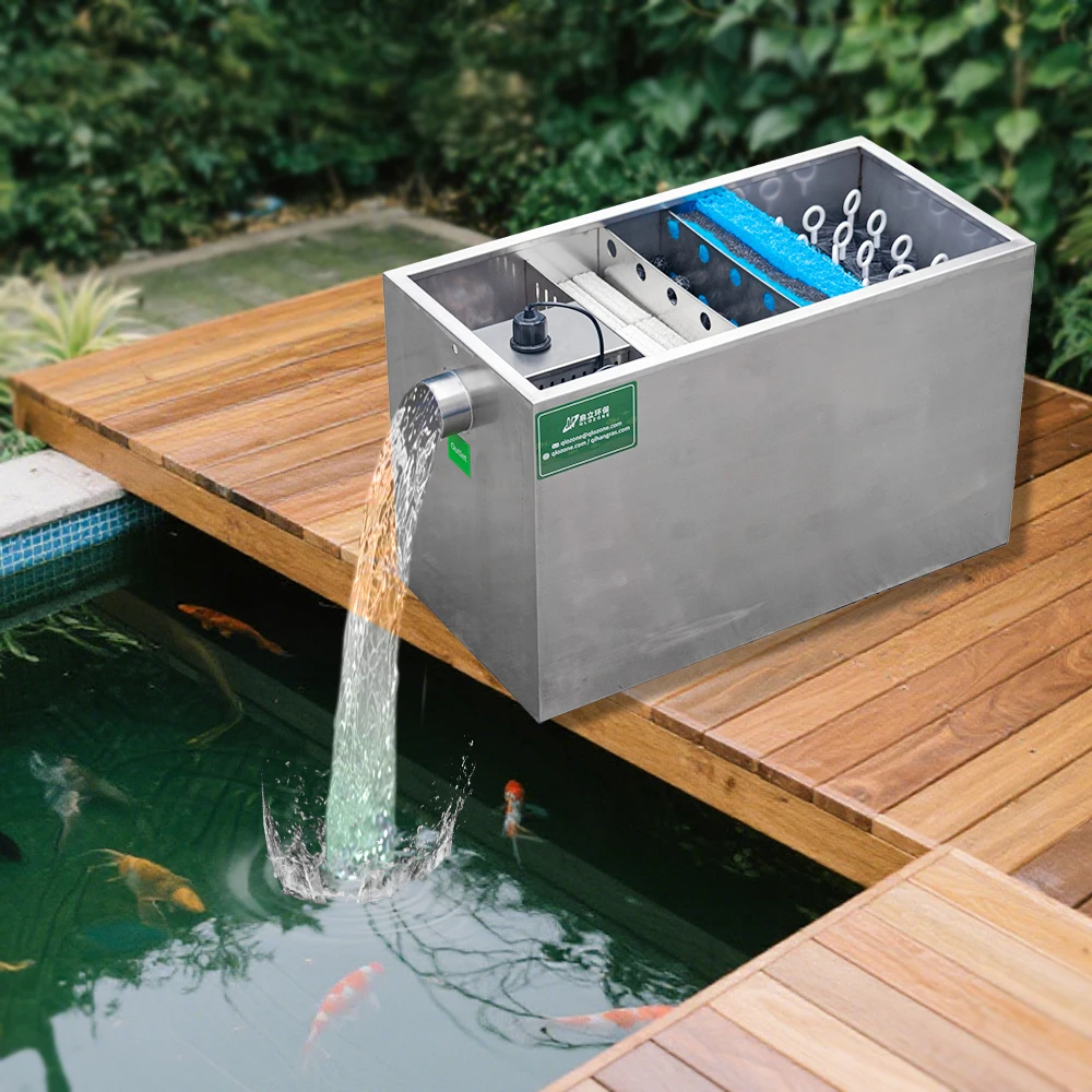 Qlozone uso doméstico estanque de peces de acero inoxidable filtro Bio Uv jardín sistema de filtro de estanque Koi acuario pecera filtro de agua