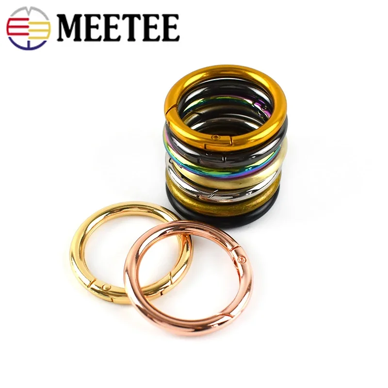 20pcs Meetee 10-50mm Metal Spring O Ring Openable Round Snap Hook for Bag Strap Keychain Pendant DIY Sewing Accessories