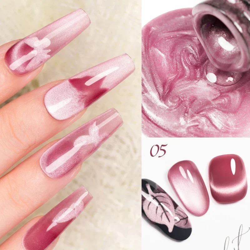 Smooth Ceramics Cat Magnetic Gel Nail Polish Sparkling Silver Moonlight Cat Eye Effect Soak Off Semi-Permanent Nail Art Varnish