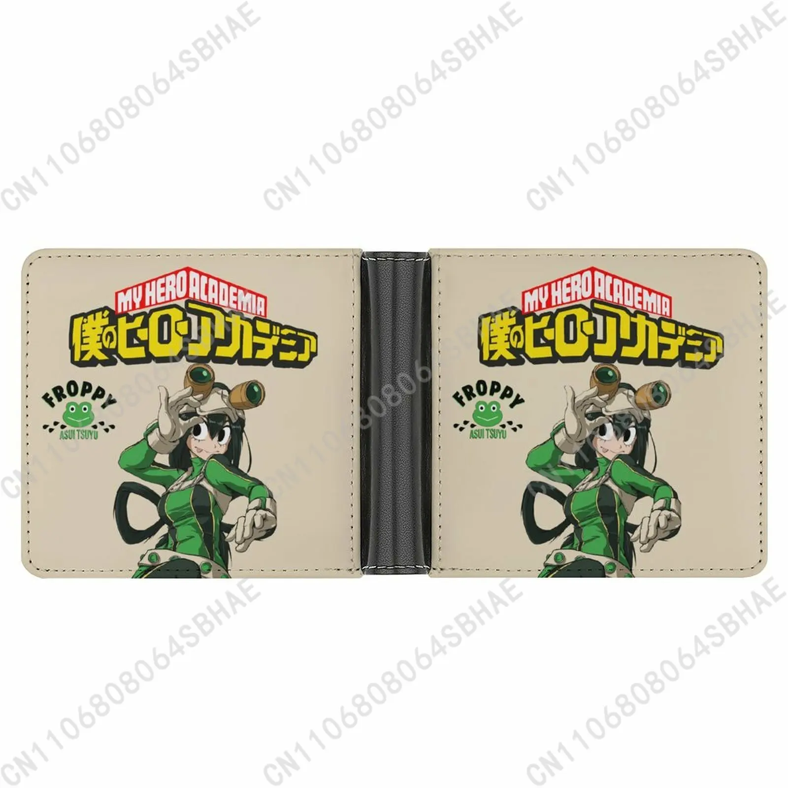 

My Hero Academia Asui Tsuyu Trendy Leather Wallet Teenage Girls Boys Personalized Slim Credit Card Holder Small Purse School