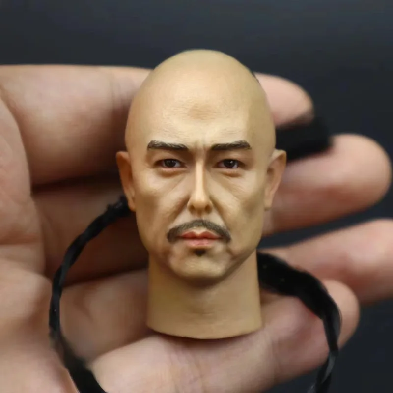 1/6 Scale Ancient Chinese Emperor Head Played Qing Dynasty Man Long Braid Head Carving Model for 12