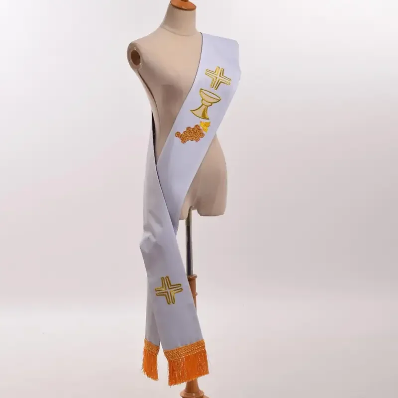 Catholic Priest Embroidered Holy Cross Reversible Clergy Jacquard Stole