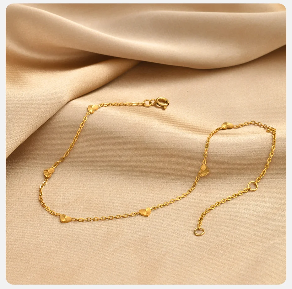Vnox Edelstahl Vergoldete Damen Herz-Fußkettchen Minimalistischer Fußschmuck Wasserfester Boho-Schmuck Fußkettchen-Accessoires – Detail 6