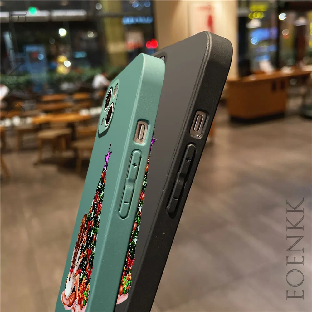 Christmas Cartoon Tree New Year Phone Case For iPhone 16 15 14 11 12 13  Pro Max 12 13Mini 7 8 Plus X XR XS SE 2020 Soft Cover