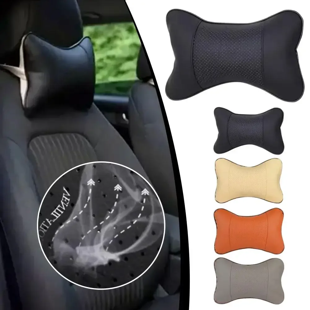 Auto Nackenkissen Beide Seiten Pu Leder Auto Kopfstütze Kissen Nackenstütze Kissen Für Kopf Schmerzen Relief 3D Gefüllte Faser Atmungsaktiv