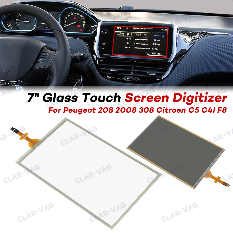 جديد 7 بوصة 4 دبابيس الزجاج شاشة تعمل باللمس لبيجو 208 2008 308 لسيتروين C5 C4l F8 سيارة CD نظام تحديد المواقع والملاحة راديو لوحة مرقمة