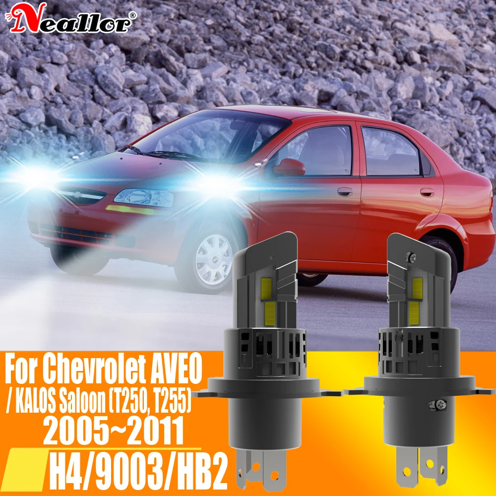 2pcs H4 HB2 9003 Led Headlight Canbus Car Bulb High Power White Fog Light Diode Lamp 12v 55w For Chevrolet AVEO KALOS 2005~2011