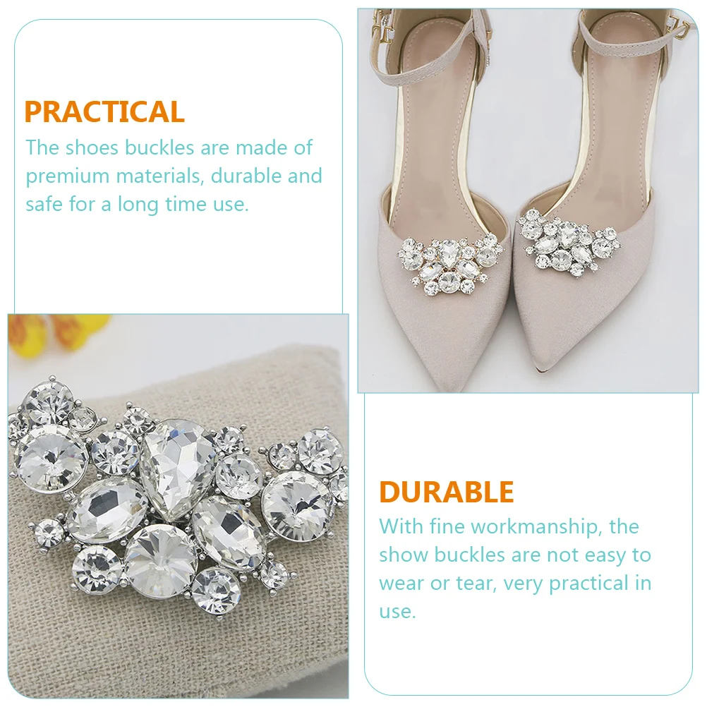

2 Pcs Rhinestone Shoe Clips Flower Decorative Wedding Aluminum Alloy Embellishments Bride