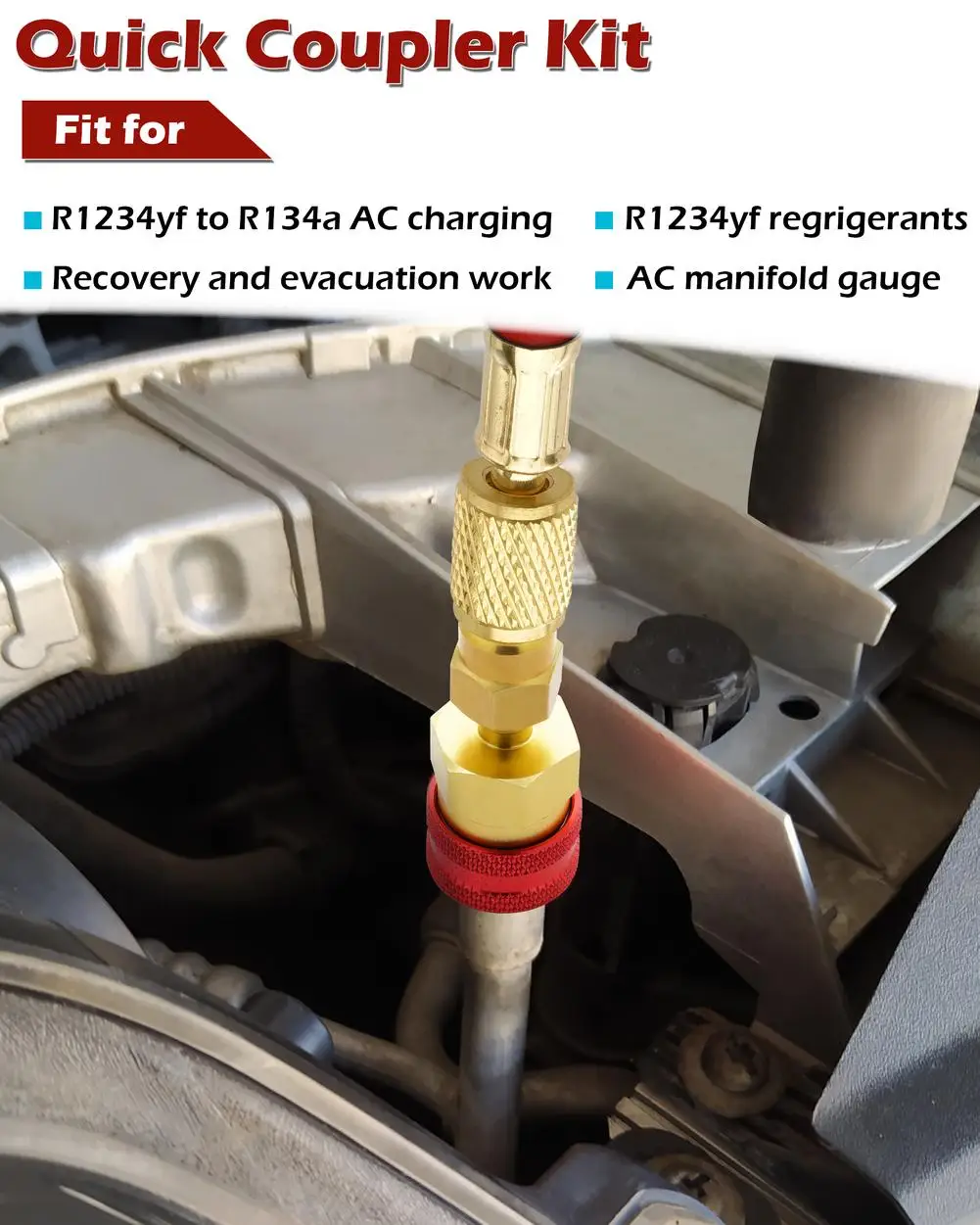 

R134A Low High Side Auto Car Quick Coupler Connector Brass Adapters Air Conditioning Refrigerant Adjustable AC Manifold Gauge