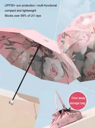 Women's oil painting umbrella 50% vinyl double sun umbrella Sun protection UV folding sunshine and rain dual