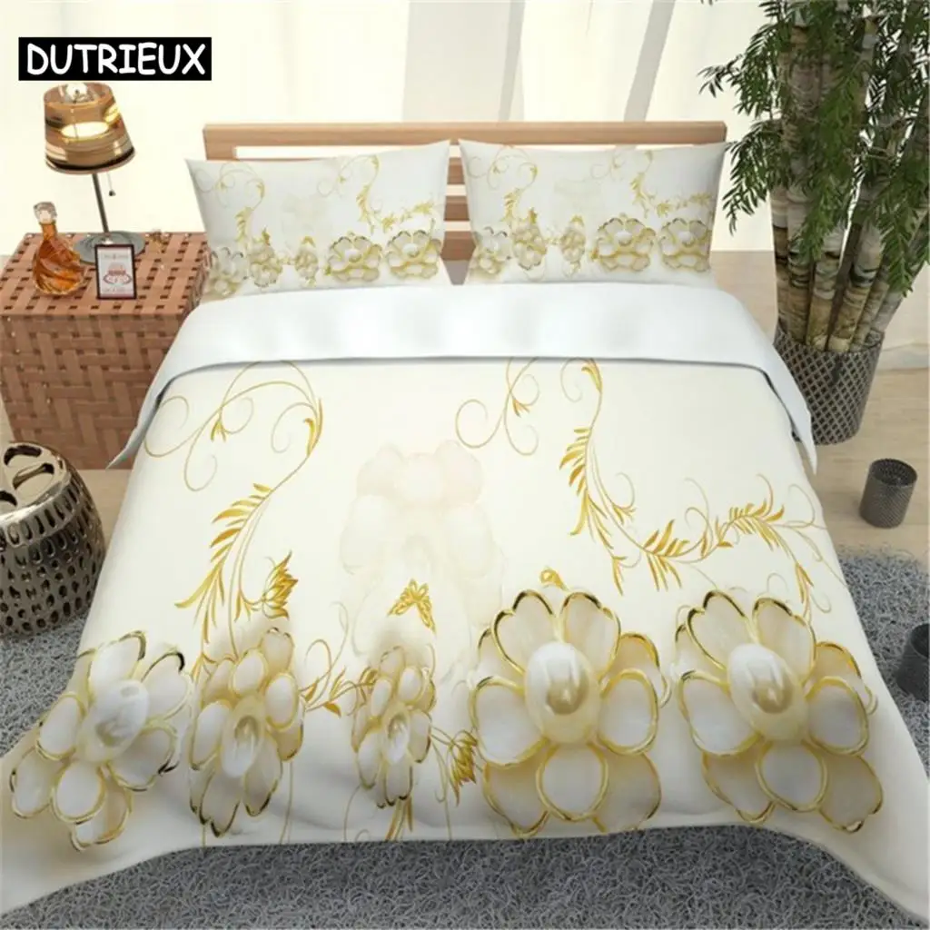 

3D Angel Bedding Set Golden Luxury Bedclothes European Pattern Duvet Cover Retro Chain Comforter Cover 3 Piece for Girls Boys