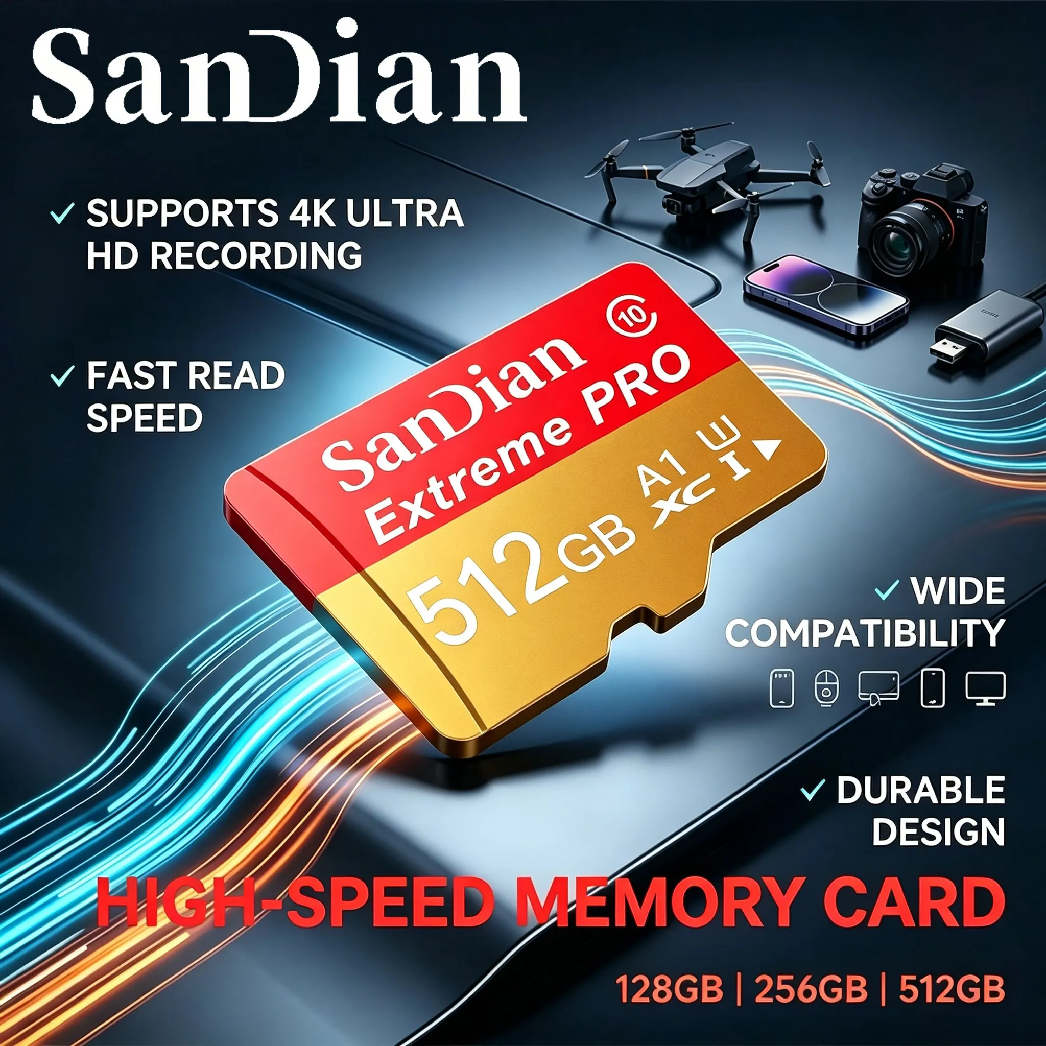 TF Cards 128GB Micro TF SD Card 64GB Memory Card 256GB SD Cards V60 for Laptop/Desktop/Nintendo Switch/E-Reader/Car Camera