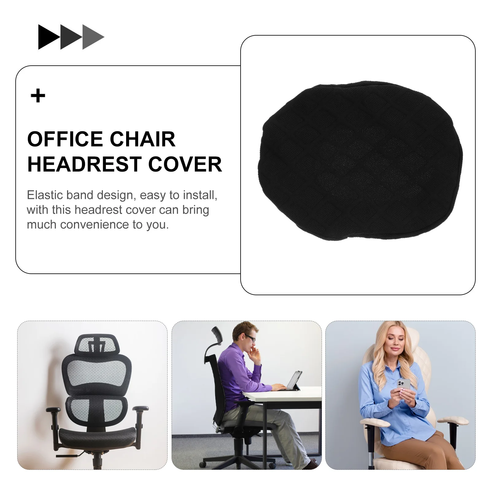 

Headrest Cover For Office Chair Polyester Smooth Elastic Band Computer Chair Head Cushion Cover Office Supply Home