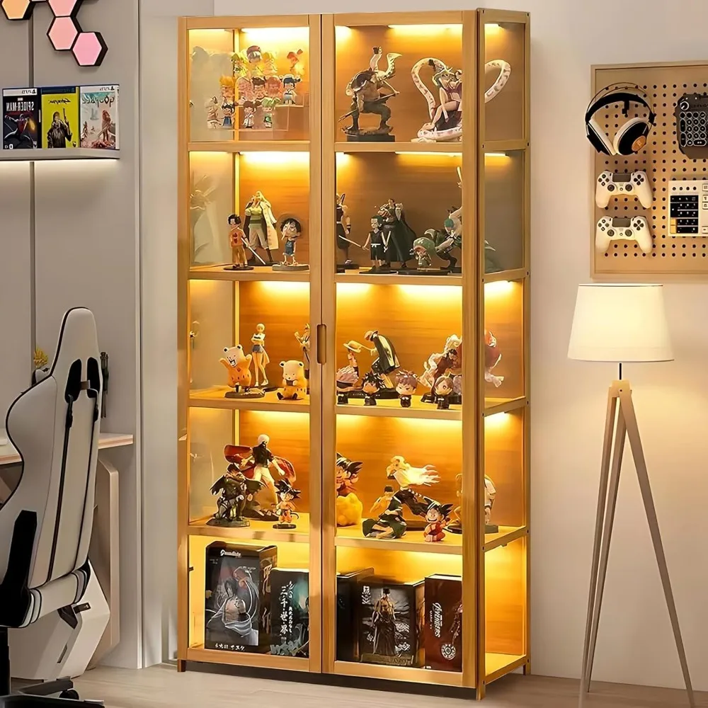 Curio Display Cabinet, 5-Tier Storage Shelves with Acrylic Glass Door, Collectibles Toy Organizers Rack & Display Shelf