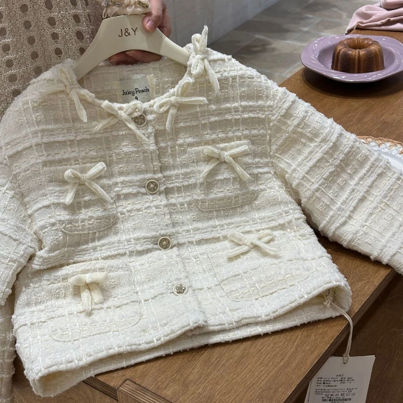 

2025 Autumn New Sweet and High-end Butterfly Bow Design Fashionable Button up Jacket