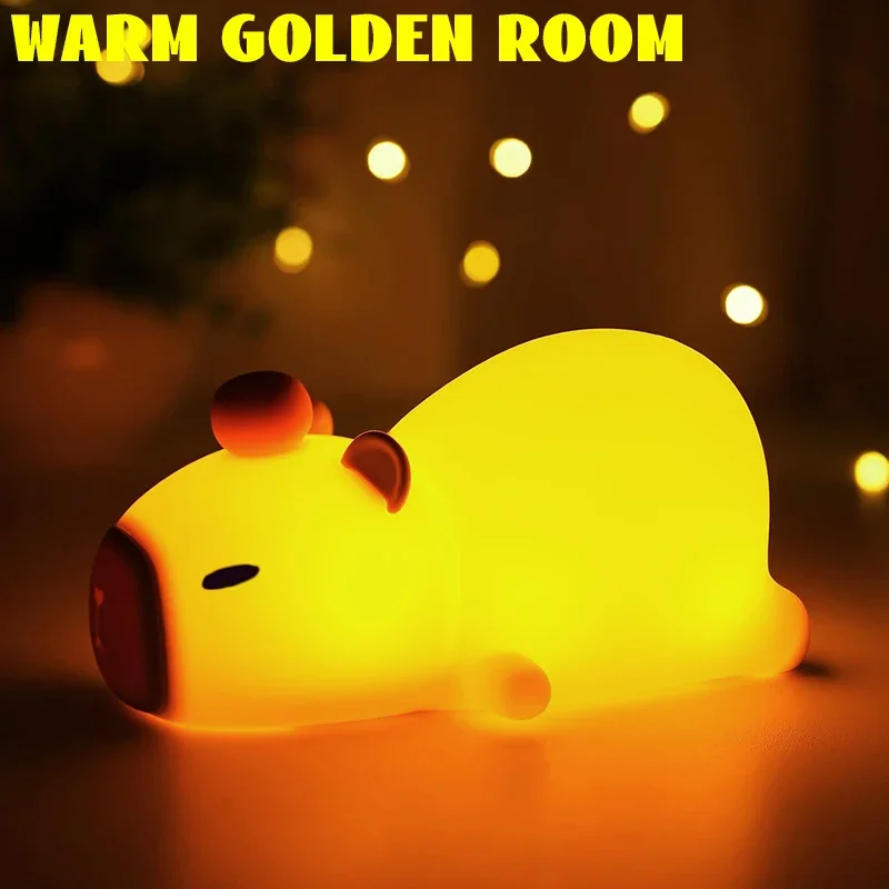 Hot Leuke Mini Capybara Nachtlampje Kapibala Cartoon Vinyl Dier Bedlampje Batterij Aangedreven Kerstcadeau voor Kinderen Meisjes Jongens