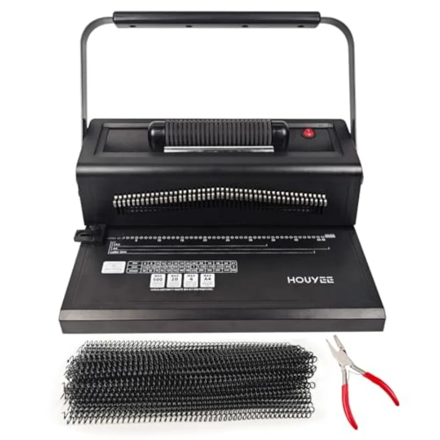

Spiral Coil Binding Machine with 100 Pack 3/8 10mm Binding Coils Plier Manual Punch Electric Coil Inserter 46 Disengaging Pins