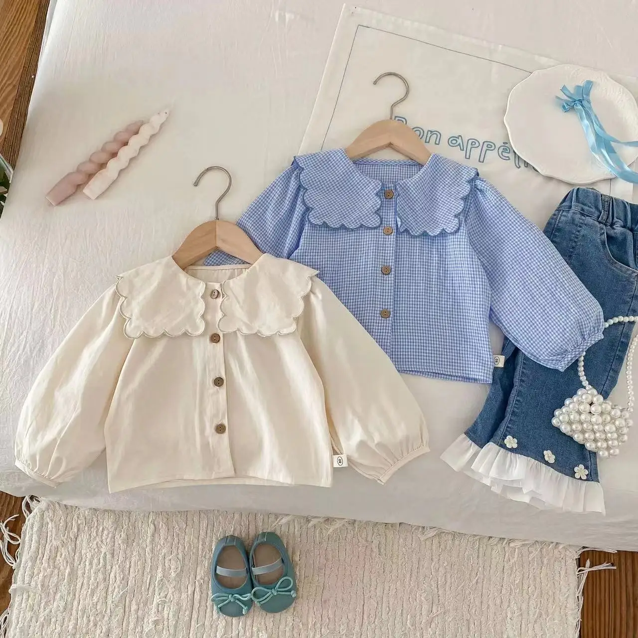 

Новые рубашки на весну и осень для девочек, новинка 2023 года, корейское модное повседневное однотонное хлопковое пальто в клетку с отложным воротником на каждый день