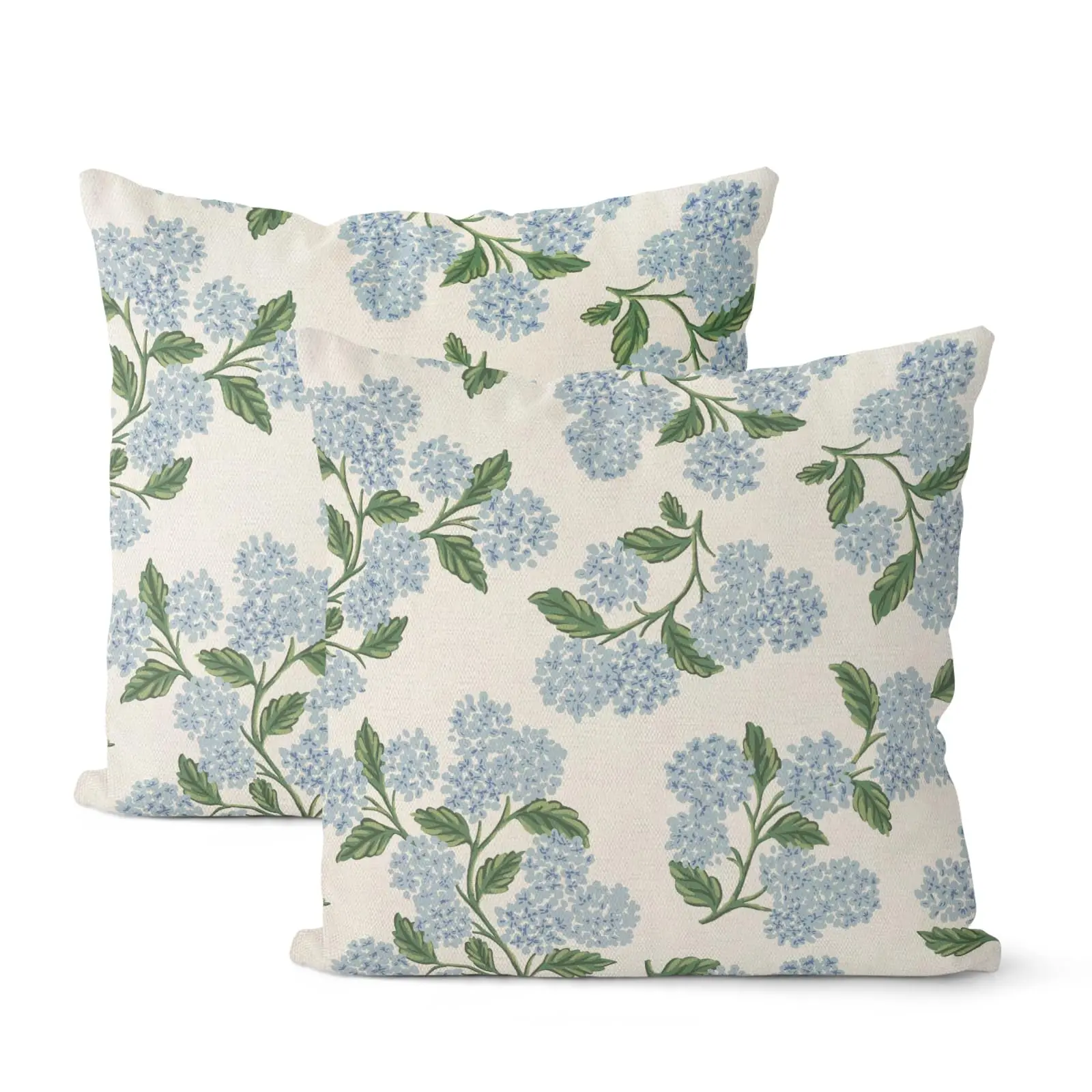 Pillow Covers 2 Pcs Hydrangea Flower Throw Pillows Vintage Floral Outdoor Decora Pillowcase Linen Cushion Cover for Couch Sofa