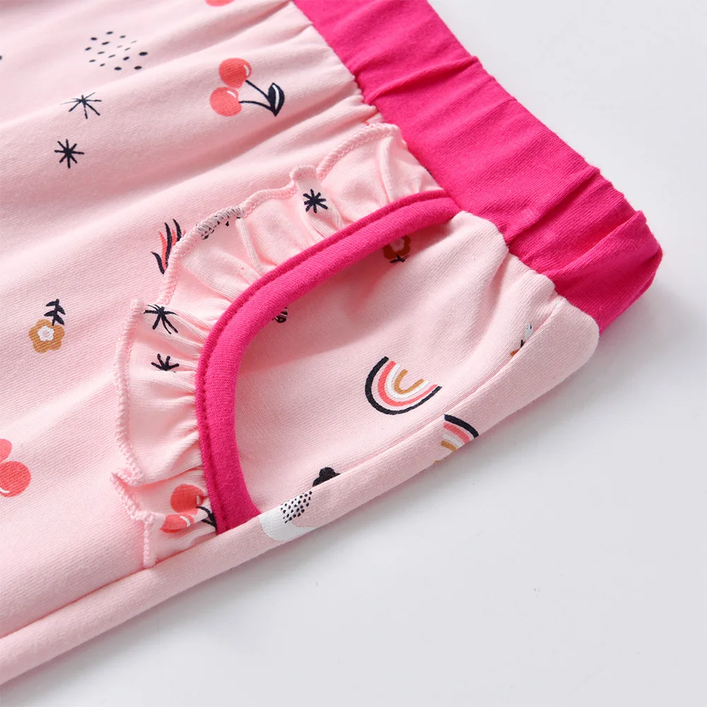 VIKITA Girls Licorne Leggings Pants Cotton Casual Trousers Toddlers Kids Cartoon Pink Leggings with Pockets Children\'s Clothing