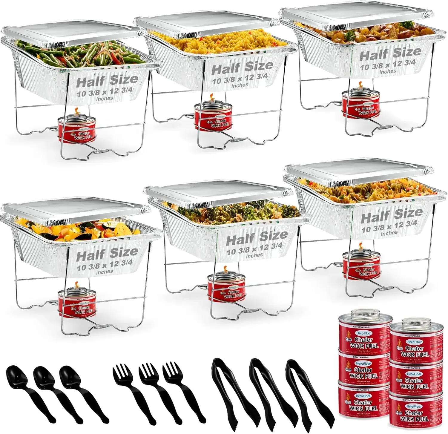 Disposable Chafing Dish Buffet Set, Food Warmers for Parties, Catering Supplies Buffet Display, Complete Premium Set