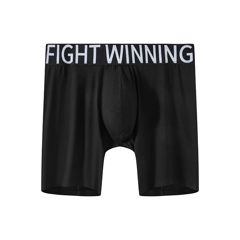 Men's Modal Long Leg Boxer Briefs, Athletic Training Underwear, Breathable Elastic Waistband Comfortable Sports Boxy Underpants
