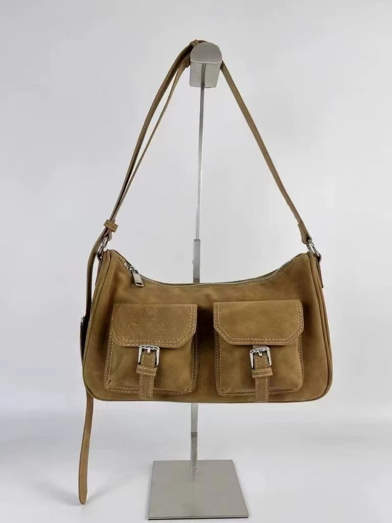 

Retro Biker Bag Velvet Surface Single oulder Bag Underarm Bag Small Crossbody Bag Women High-End Feeling Office Bag