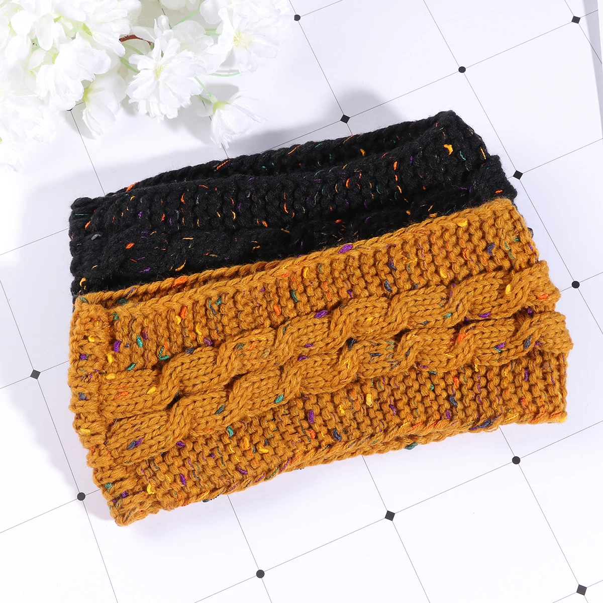 

2Pcs Twist Headband Knitted Hairbands for Women Stylish Adjustable Stretch AntiSlip Comfortable Durability OneSizeFitsMost