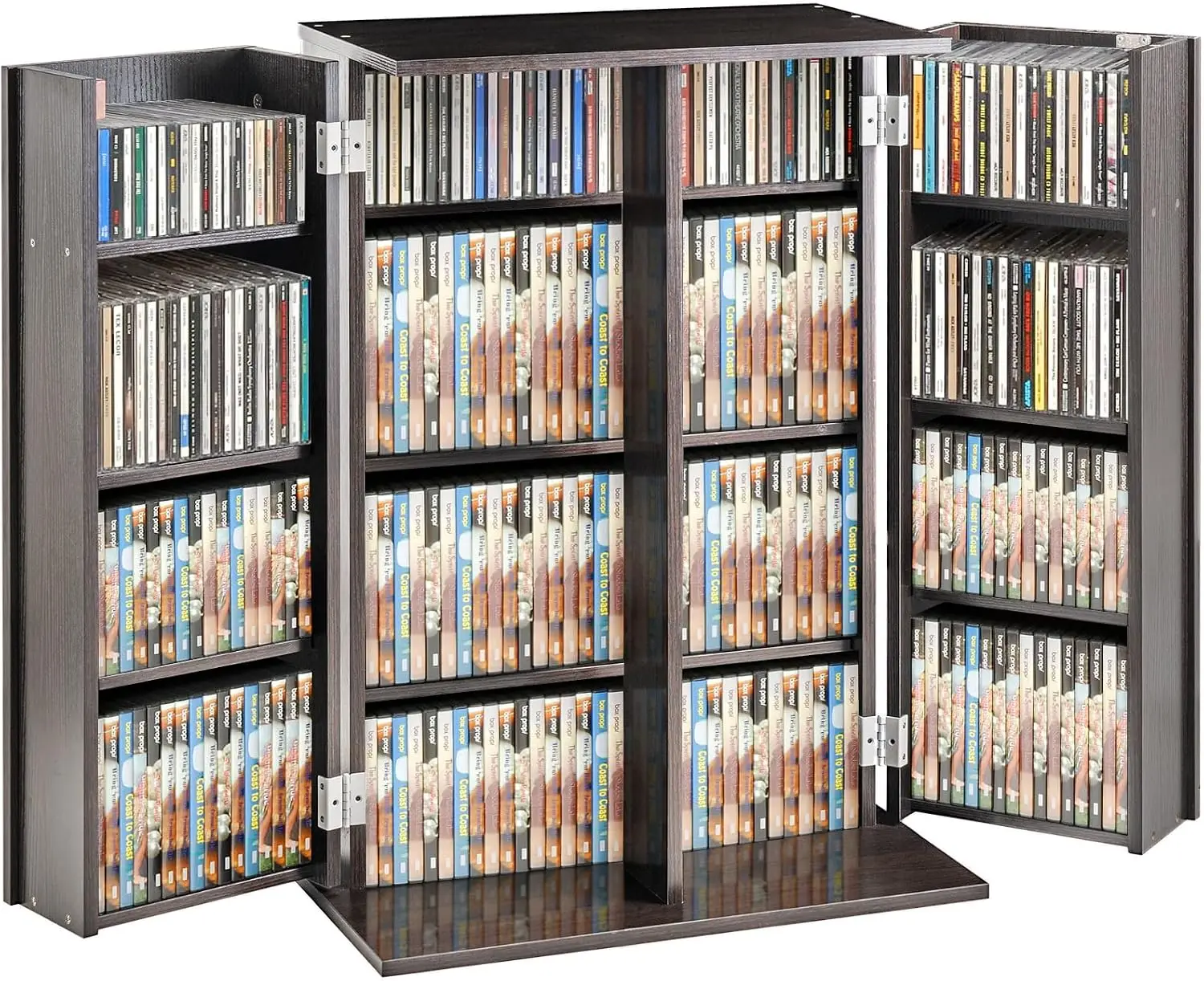 Espresso Cabinet Adjustable Shelving Stores DVD CD Video Game Collections