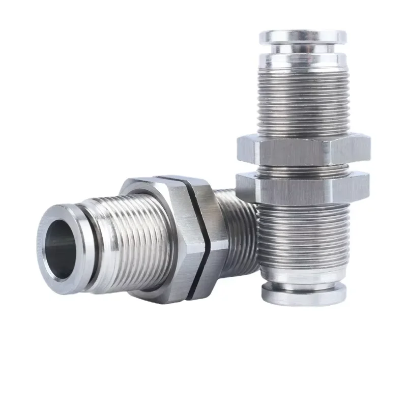 304 Stainless Steel Pneumatic Connector PM Partition Metal Quick Coupling Plug 4 6 8 10 12 16mm Trachea Connector