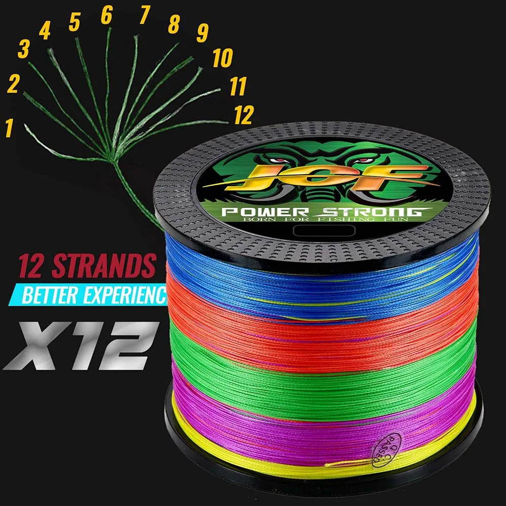 JOF 12 Stränge Angelschnüre 500 M/100 M/300/1000 M Japan Geflochtene PE Starke Karpfen Draht Multifilament Langlebig Meer Salzwasser Pesca – Detail 2