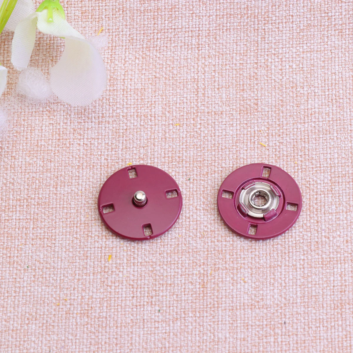 10pcs Sew- on Snap Button Alloy Snaps Fasteners Press Studs Buttons for Coat Clothing Jeans Jackets ( Dark Red )