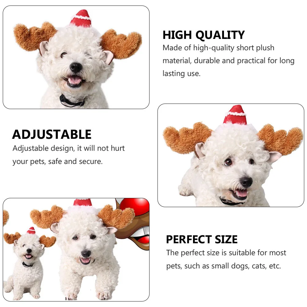 

1Pcs Reindeer Antlers Pet Headband Christmas Cat Dog Headwear Soft Adjustable Party Festival Costume Christmas Pet Headband
