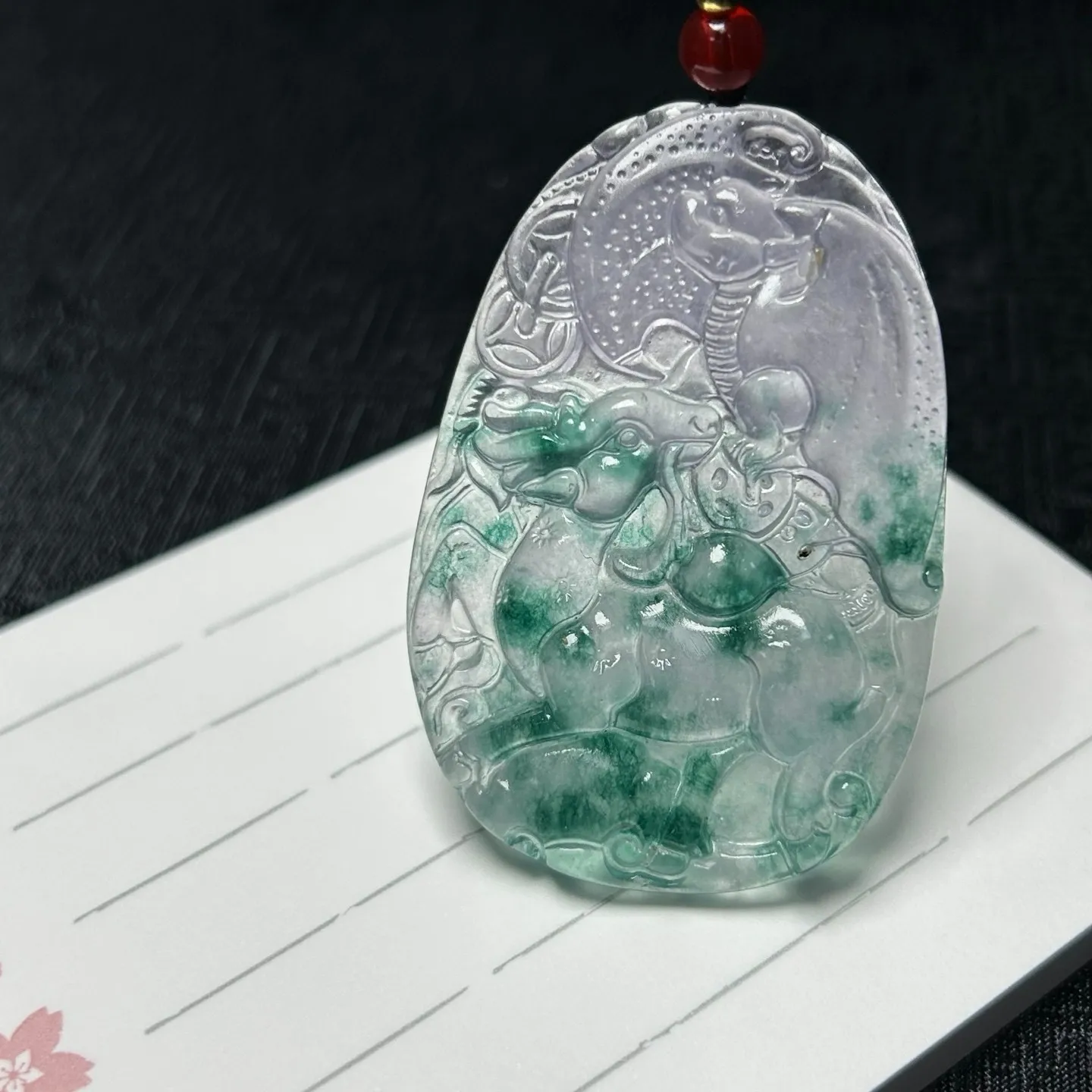Nature ice green Burmese Jade Jadeite Carved sika deer lucky Pendant&Necklaces